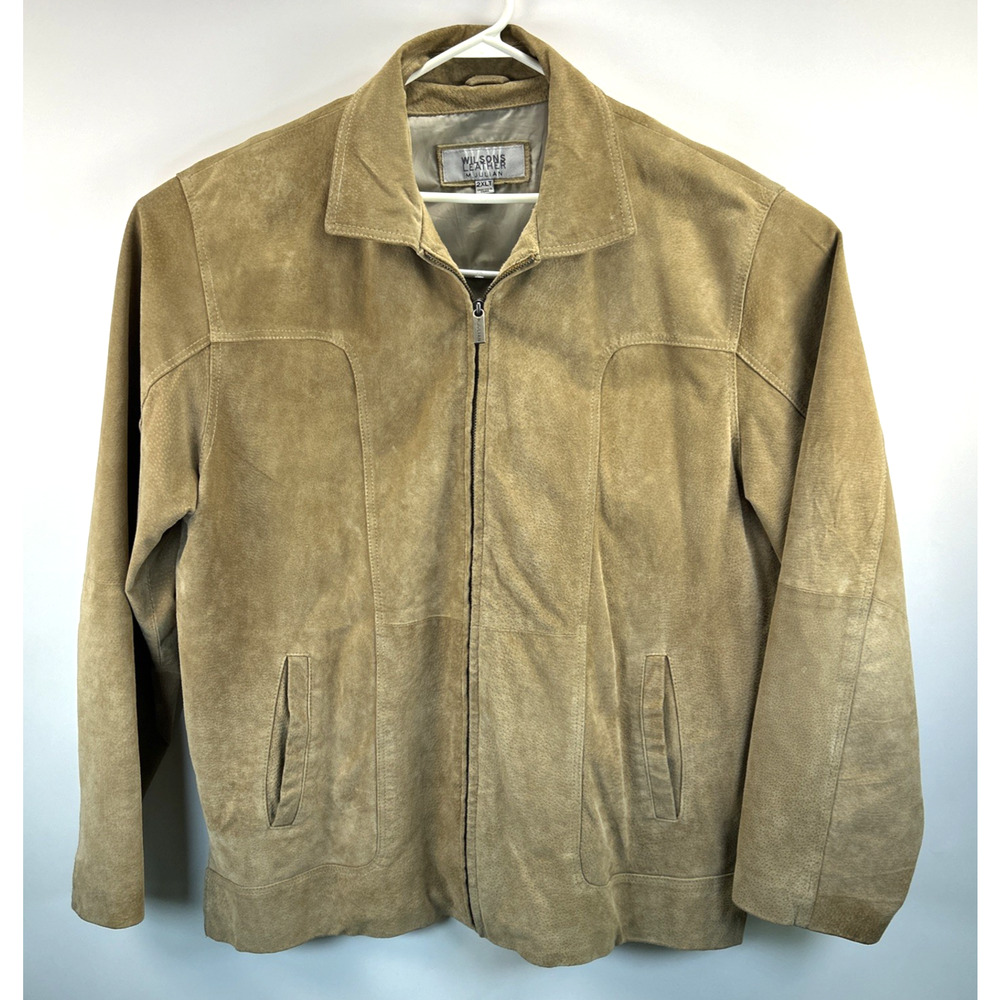 Wilson, Leather, Suede, M Julian, Tan Mens Zipper Front Jacket, Blazer, Size XXL